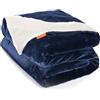 Sweetnight Coperta Pile Doppio Strato Vello in Pile e Flanella, 130x150x3cm Coperta Fluffy di Alta Qualità Autunno E Inverno Warm 100% Coperta, Blu