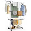 VOUNOT® Stendino Verticale a 4 Livelli 126x63x170 cm, Stendibiancheria Grande Capacità Pieghevole con Ruote e Ali Laterali, Uso Interno ed Esterno, Grigio Bianco