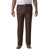 Haggar Men's Cool 18 PRO Classic Fit Flat Front Expandable Waist Pant, Brown Heather, 36Wx29L