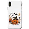 Autumn Spooky Feline Art Custodia per iPhone X/XS Carino gatto nero zucca spettrale Halloween autunno