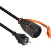 Electraline 01761 Prolunga IP44 10M in gomma H07RN-F 3G2,5mm Femmina Francese Electralock dotata di sistema di bloccaggio che impedisce la disconnessione spina, Nero