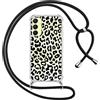 ZhuoFan Custodia con Cordino per Samsung Galaxy A25 5G 6,5, Trasparente Aesthetic Modello Leopardo Disegni Cover con Collana Nero Antiurto Case Regolabile Cellulare Girocollo per Femmina, 03