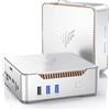 NiPoGi Essenx E2 Mini PC W-11 Pro,Ιntel Alder Lake-Ν95 (fino a 3,4 GHz,),16GB DDR4 512GB M.2 SSD Mini Computer 4K@60Hz Dual Display,HDMI 2.0, DP, WiFi,BT, Micro PC per Scuola/Ufficio/Affari