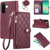Rosbtib Custodia per Samsung Galaxy A16 4G/5G / A26 5G Cover Premium Pelle PU Wallet Flip Case con Tracolla Lunga Slot per Schede Funzione di Supporto Magnetica Cover per Galaxy A16/A26 - Rosso