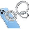 KOEMCY Anello Magsafe Ring Porta Cellulare Lucido Cavalletto Per Smartphone Magnetic Phone Stand Supporto Dita Cellulare Anello Magnetico Supporto Auto Magsafe Adesivo(Bianco)
