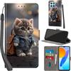 Haninsuze Cover per Honor 70 lite, Gatto | Pelle PU Portafoglio, Porta Carte, Magnetica, Libro, Antiurto Custodia