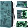 LSPCASA Cover per Xiaomi 17 Pro 6.3 Custodia Cover Premium Pelle PU Portafoglio a Libro Flip Case Con Slot Per Schede e Funzione Supporto Gatto farfalla Custodia Case per Xiaomi 17 Pro 6.3 Verde