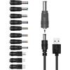 GutReise Cavo di alimentazione da USB a CC, adattatore con 11 connettori per hub splitter, mini ventilatori, controller DJ, luci LED, dispositivi elettronici, router, altoparlanti, telecamere LCD CCTV