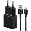 L2M1 Caricatore Caricabatterie Nero Spina con Cavo per Samsung Galaxy A01 / A10 / A10s / A2 Core / A6 2018 / A6+ Plus Più 2018 / A6s / A7 2018