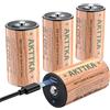 AKTTKA Pile D Ricaricabili 12950mWh, 1,5V Pila Litio D ad Alta Capacità con Cavo di Caricamento Tipo C, Sostituto Batería LR20 USB Tipo C per Lanterna (4 Unità)
