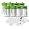 Lankoo 8 batterie CR2 CR15H270 CR15266 CR15270 CR2W, USB Type-C CR2 agli ioni di litio ricaricabili, 3,7 V 1100 mWh 300 mAh batterie ricaricabili al litio, con cavo di ricarica