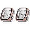 QJONSIU Cover Rigida Compatibile con Amazfit Active 2 Square con Vetro Temperato, 2 Pack Cover Protettiva Antigraffio Case-Rosa