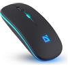 Defender Touch Silent Mouse Bluetooth Wireless 2.4GHz Mouse Wireless Wireless USB 1600 DPI, Compatto Silent Mouse Computer Ultra Sottile per Computer Portatile PC Mac, Windows, iOS, Android, Nero