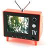 Elyebxj Mini TV retrò, piccola TV portatile vintage con display IPS HD, memoria da 8 GB e ricarica di tipo C per decorazioni in miniatura e per casa ufficio, arancione