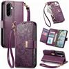Fertuo Cover per Samsung Galaxy A27 5G, Fiori Custodia a Libro Portafoglio Antiurto in Pelle PU Flip Case Interna Silicone con Porta Carte, Supporto, Chiusura Magnetica e Cinturino, Viola