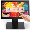 NewHail Monitor POS touchscreen da 15,6 pollici, display IPS FHD 1920 × 1080, tocco capacitivo a 10 punti, con ingresso HDMI/VGA, supporto in metallo resistente per ristoranti, bar, palestra