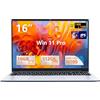 MOGIKK 16 Pollici Portatile PC 16GB RAM 512GB SSD Celeron N100 (fino a 3,4 GHz) Processore Tastiera Retroilluminata FHD Sblocco con Impronta Digitale Wi-Fi/BT Win 11 Pro Notebook Studenti e Ufficio