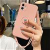 Pepmune Cover con Cordino per iPhone Xr Custodia con 360° Regolabile Anello Supporto Ultra Sottile Antiurto Silicone Liquido Protettiva Cover con Laccio per iPhone Xr Rosa