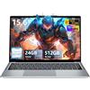MOGIKK Notebook Ultra Leggero 15.6 FHD Core i5-8210Y (fino a 3.6GHz) 24GB RAM 512GB SSD + Espandibile 1TB WiFi 5 Bluetooth 5.0 HDMI Cerniera 180° Ideale per Studenti, Lavoro da Casa e Ufficio