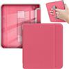GIOPUEY Cover Compatibile con Kobo Libra Colour/Kobo Libra 2, Flip Pelle + PC TPU Trasparente Case con Cinturino Guscio Rigido Posteriore - Rose Red