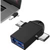 Generico Adattatore da 2 in 1 -Convertitore USB Type-C e USB 3.0 | Adattatore a doppio porto per smartphone, tablet, bastoncini TV multimediale, unità USB, un facile trasferimento di dati