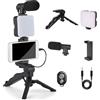 AKIZA Kit Vlogging Smartphone con Treppiede Luce LED Microfono e Telecomando per Video YouTube Streaming Dirette Social Contenuti Professionali Portatile