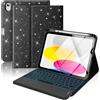 MoKo Custodia con Tastiera Multi-touch per iPad (A16) 11ª/10ªgen,Nero Glitt | Retroilluminazione 7 colori, trackpad multitouch, porta pennino per iPad 11 2025 e iPad 10,9 2020