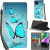PHINIENLAND Cover per iPhone 15 Plus custodia portafoglio Turquoise | 3 scomparti carte, 1 tasca banconote, Chiusura magnetica, Supporto, Pelle PU flip cover per iPhone 15 Plus