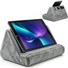 VETOLAKA Supporto per tablet, 28,5 x 25 x 18,5 cm, triangolare, con tasca, supporto per computer, cuscino da lettura, supporto per libri, supporto per laptop, supporto per iPad, e-reader, smartphone, grigio