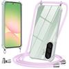 Vauki Cover con Cordino per Samsung Galaxy A57,Custodia con Laccio Collana Tracolla Trasparente Silicone TPU+PC Bumper Back Antigraffio Proteggere Case Corda per Samsung Galaxy A57 6,7,Viola