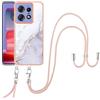 SNCLET Cover per Motorola Edge 50 Pro Custodia con Collana Regolabile Crossbody Cover con Lanyard Collana Antiurto TPU Edges Necklace Custodia per Motorola Edge 50 Pro Slim Case,Bianco D'oro
