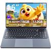 Bouzerara PC Portatile 16 Pollici, Notebook Core i5 fino a 3,60 Ghz, Computer Portatile 16GB RAM 512B SSD, 1920 * 1200 IPS Full HD Schermo, Tastiera retroilluminata full, USB3.0, Type-C, Per Studio Lavoro