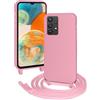 FERLAN Custodia per Samsung Galaxy A23 Cover con Cordino,Rosa Silicone Antiurto TPU Morbido Case Corda Collana Necklace Regolabile Stylish con Catena Ultra Sottile Cover per Galaxy A23 4G/A23 5G,Rosa
