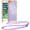 Vauki Cover con Cordino per iPhone 8 Plus/iPhone 7 Plus, Carina Motivo Cuore Custodia con Collana, Antiurto Ultra silicone TPU Morbida e Sottile Catena per Cellulare Case per iPhone 8 Plus 5.5, Viola