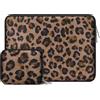 MOSISO Custodia PC 13-13,3 pollici Neoprene Leopardo Borsa con Pochette | Compatibile con Neo 13/Air 13,6/Pro 13/14, HP, Dell, ASUS, Lenovo, Leopardo Selvaggio Borsa PC per Laptop Computer, Marrone