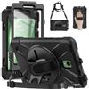 Gerutek Cover per Samsung Galaxy Tab Active 5/Active 3 8 Pollici con Protezione per lo Schermo, Cover Antiurto con Cavalletto a 360° e Cinghia a Mano/Spalla/Portapenne per Galaxy Tab Active 5, Nero