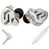 Yinyoo Auricolari in-ear KZ ZS12 PRO 2, 5BA+1DD 6 driver ibridi per gaming, auricolari con filo, Hi-Fi, bassi immersivi, IEM per gaming, musicisti, cantanti, audiofili (Argento con microfono)