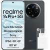 realme 14 Pro+ Smartphone Android, 8+256 GB, fotocamera Sony IMX896 con OIS, Qualcomm Snapdragon 7s Gen 3 5G, IP69, schermo 6,83 120 Hz, batteria 5260 mAh, grigio (con adattatore)