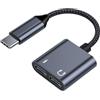 Generic Adattatore da USB C a jack audio da 3,5 mm - Cavo dongle di ricarica rapida, convertitore per cuffie 2 in 1 | Comoda soluzione audio e di alimentazione per computer, telefoni, tablet, cuffie e