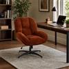 MEUBLE COSY Sedia da Ufficio Girevole Regolabile in Altezza, Poltrona da Scrivania Seduta in Tessuto Chenille, Funzione di Inclinazione Libera, Senza Ruote, Rosso