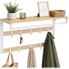Relaxdays Appendiabiti 3 in 1, 10 Ganci, Asta Portabiti, Ripiano Porta Cappelli, 42x80x30 cm, Naturale/Bianco