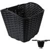 EXQUIMEUBLE Cestino Bicicletta Anteriore Vimini in Plastico Nero con Grande capacità e Copertura, Stile Retro Confortevole al Tatto per Passeggiate in Bici Tranquille