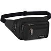 ANPTER Marsupio da donna e uomo, multifunzionale, unisex, da corsa, sportivo, regolabile, grande capacità, per escursionismo, corsa, shopping, passeggiate, ciclismo, Marsupio sportivo nero, MEDIUM, 100%