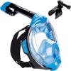 AQUASTIC KAI Maschera da snorkeling Taglia L/XL Integrale Visione a 180° Sistema di circolazione dell'aria Collare inferiore in silicone Valvola Antiappannamento Lenti in policarbonato Colore Nero/Blu