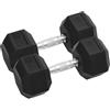 Xolmizyn Set di 2 manubri corti, peso totale 25 kg, manubri esagonali con rivestimento in gomma, coppia di manubri per allenamento di forza, bicipiti, tricipiti, petto