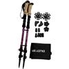TMAPRUVG Bastoni da nordic walking 2 pezzi, bastoncini da trekking retrattili regolabili con tutti gli accessori per terreni, 135 cm, pieghevoli, telescopici, per arrampicata e guado (viola)