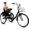 Generic Triciclo per adulti a 7 velocità da 24 pollici, sella comoda, sedile posteriore e cestino portaoggetti, bicicletta tandem genitore-figlio ideale per esercizio fisico, shopping e picnic, port