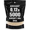 ADCSHOP 5000 Pallini Softair 0,12 g 6mm per Pistole e Repliche a Molla < 1 J