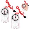 YAMIQUI 2Pcs Bussola di Navigazione, Bussola Orienteering Professionale Trasparente | Scouting e Escursionismo con Declinazione Regolabile per Mappe, Navigazione, Orienteering e Sopravvivenza, Cordino Incluso