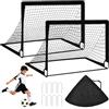 SKUTZTEK Porta da calcio per bambini, set da 2 porte Pop-up 90×120×90 cm, porte da calcio per giardino con aste rinforzate in fibra di vetro e reti di alta qualità per interno, esterno e giardino
